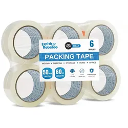 6 Rollen Transparentes Klebeband 50mm x 60m | Verpackungsklebeband, Widerstandsfähiges Klebeband