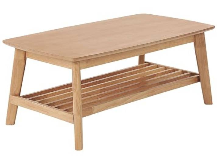Beliani Couchtisch mit Ablage Lamellen-Optik rechteckig Hellbraun Tulare