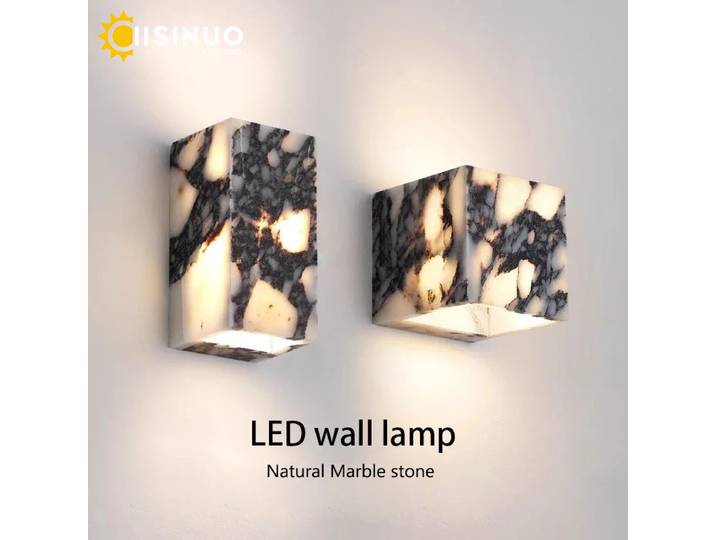Lampes murales en marbre naturel espagnol chevet intérieur mur LED luminaires carrés pour salon couloir couloir décoration