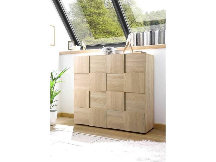 Highboard Dama I 121 x 111 x 42cm Beige/Eiche Sonoma Dekor