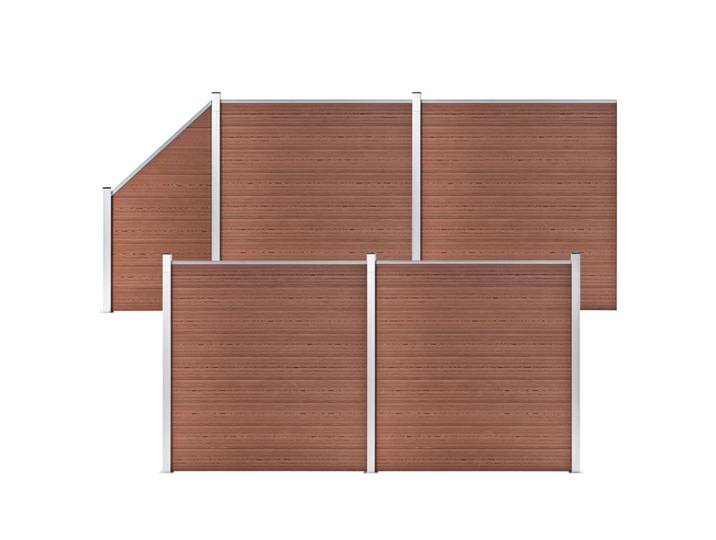 vidaXL WPC Zaun-Set 4 Quadrate + 1 Schräge 792x186 cm Braun
