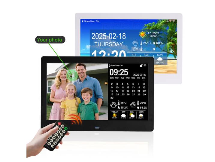 7/10.1 pouces WIFI calendrier démence horloge réveil Date prévisions météorologiques horloge de bureau intelligente cadre Photo numérique mural