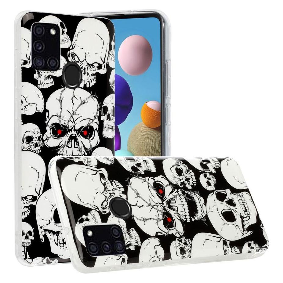 Cover-Discount Galaxy A21s - Fluoreszierendes Silikon Gummi Case Totenkopf (Samsung Galaxy A21s) (101228792E)