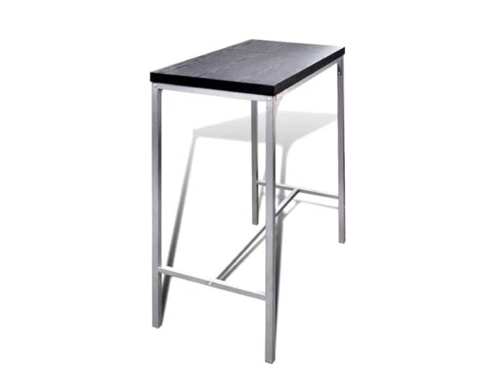 Frühstücksbar Set mit 1 Hochtisch und 2 Hockern, Schwarz MDF Schwarz, Stahlrahmen, platzsparend, leicht zu reinigen, für Wohnung, Café, Pub, Wintergarten