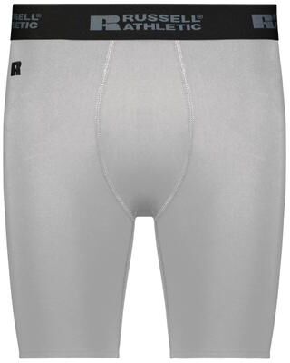 Russell Athletic R24CPM Compression Shorts in Grid Iron Silver size XS   Polyester/Spandex Blend