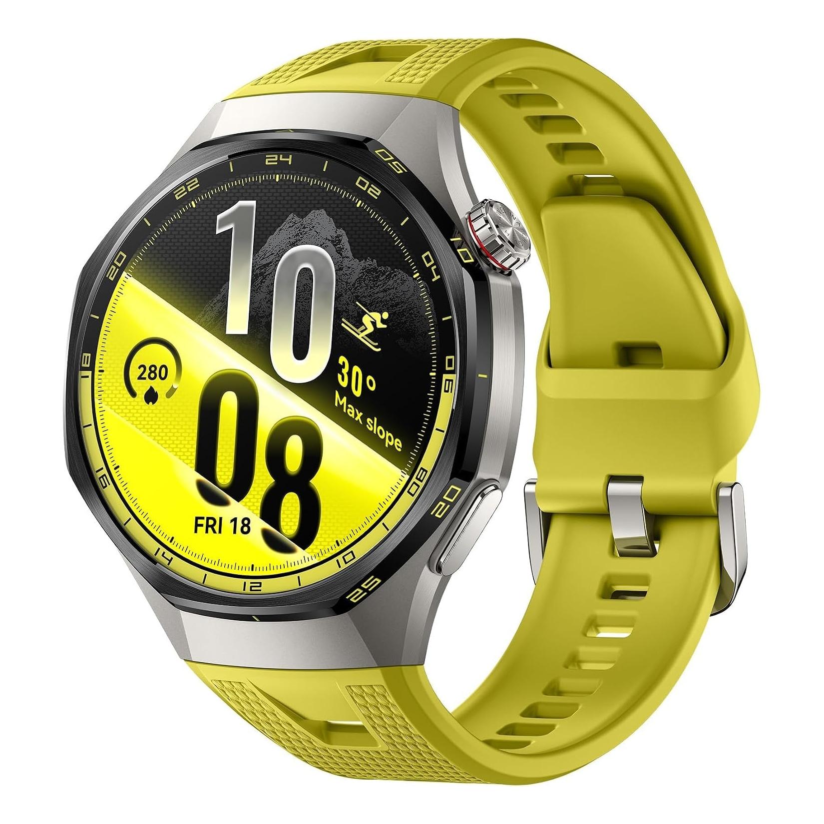 Huawei WATCH GT 7 Pro, 46 mm, Gehäuse aus Titanlegierung + gelbem Fluorelastomer-Armband Smartwatch (Herzfrequenzmessung, EKG, Schlafanalyse)