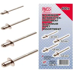 BGS Blindnieten-Sortiment Alu, 400tlg. - 8058