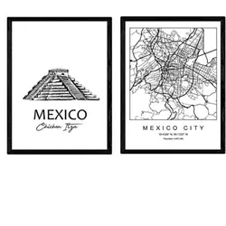 POSTER Set Mit 2 Städte Denkmäler Mexiko Chichén Itzá A3 Rahmenlos