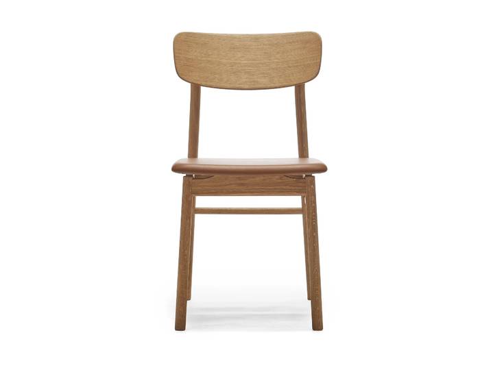 Stolab Chaise Prima Vista en chêne huilé Cuir Elmosoft 43807 cognac