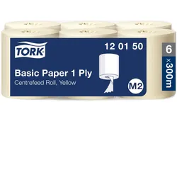 Tork Standard-Papierwischtücher mit Innenabrollung Gelb M2, saugfähige Papiertüc...
