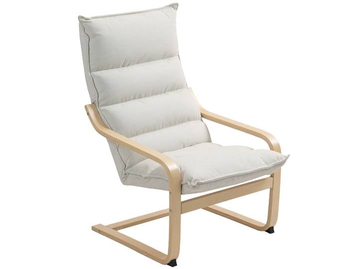 HOMCOM Fauteuil salon fauteuil de loisirs moderne avec accoudoirs incurvés, coussins, chaise de salon en velous - 67 x 83 x 105 cm, crème