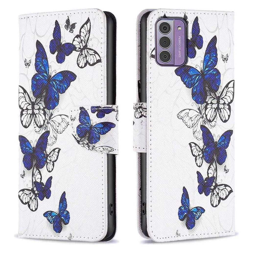 Cover-Discount Nokia G42 - Leder Etui Hülle Schmetterling weiss (Nokia G42) (660153163A)