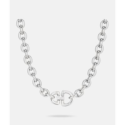 Kette mit Anhänger LIEBESKIND BERLIN "Schmuck Geschenk Edelstahl Halskette The D-Link Statement", silber (silberfarben), Halsketten, Damen, Edelstahl, L: 45 B: 6mm, B:6mm