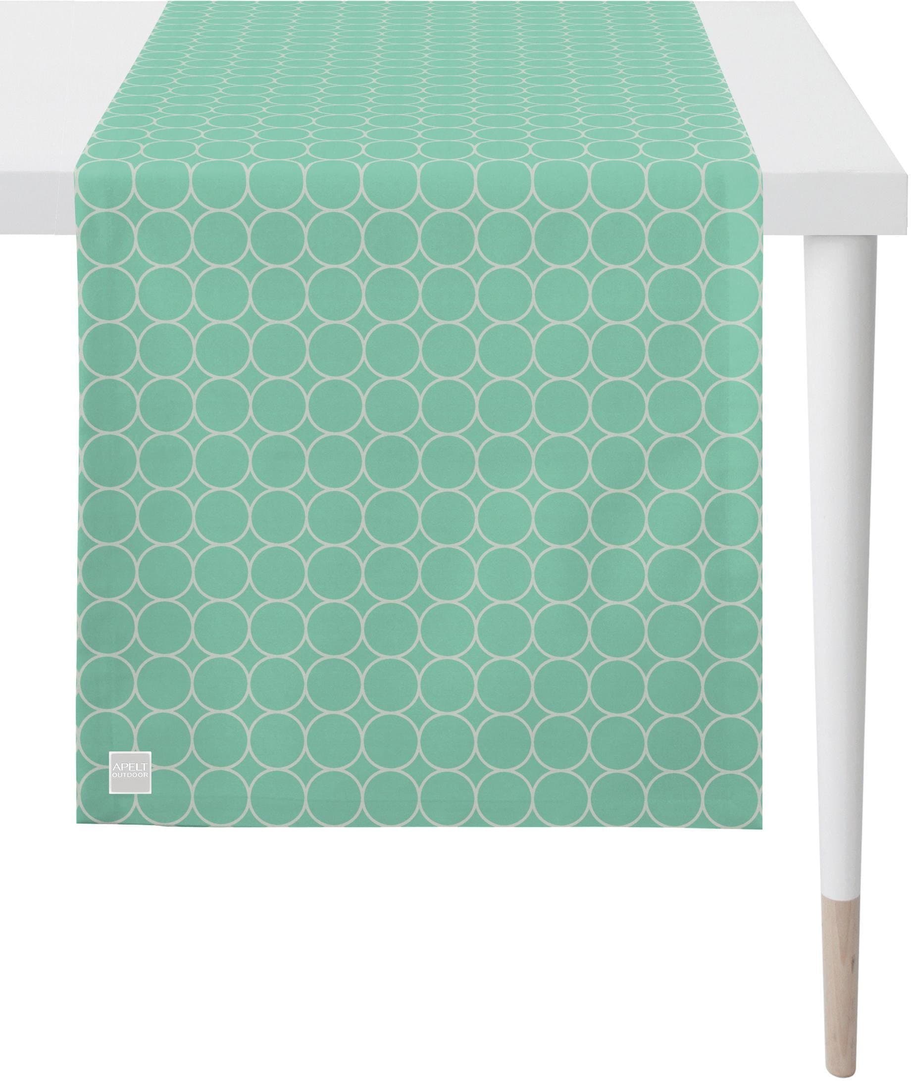 Tischläufer APELT "3973 Outdoor, Sommerdeko, Sommer", grün (mint, creme), B:46cm L:135cm, Polyester, Tischdecken, Tischläufer, Jacquardgewebe