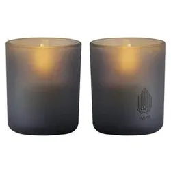 Uyuni LED Glas Stumpenkerze 6x7cm grau 2er Set