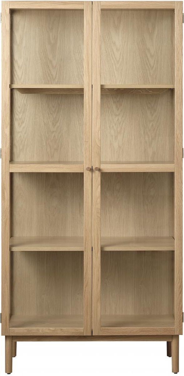 Nordic Home Alrik Vitrinekast met glazen deuren - Eiken - Natuurlijk - Hoogte: 190 cm