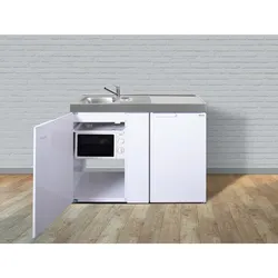 Stengel Küchen Kitchenline MKM 120 weiß - ohne Kochfeld links, Becken rechts