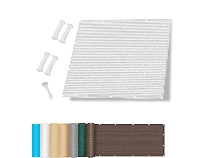 Schattennetz mit Ösen 3.5 x 3.6 m Rechteckig Segel Baldachin Segeltuch mit Ösen HDPE Atmungsaktiv Wasserdurchlässig UV Schutz Ohne Bohren für Balkon Terrasse Garten, Weiß