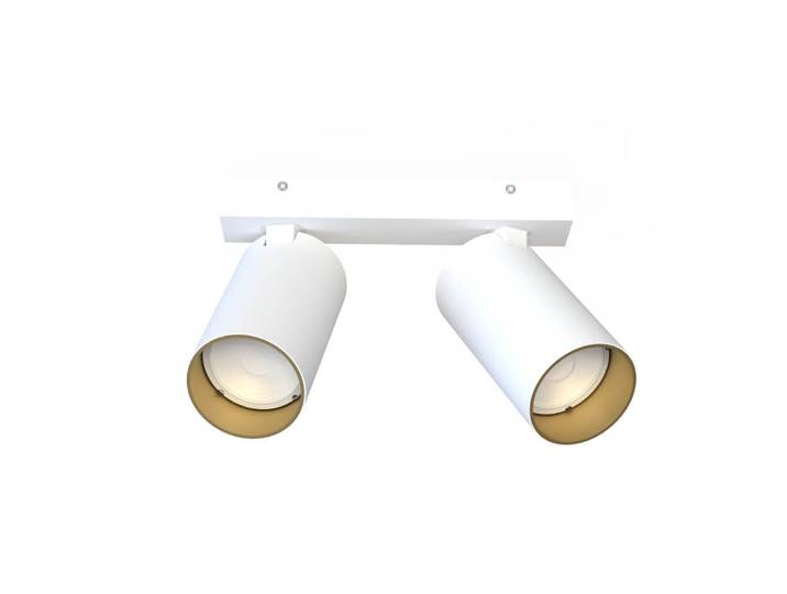 2-lichts opbouwspot Mono wit met goud Lyora - 7774