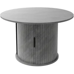 COUCHTISCH mit Schiebetür und Stauraum rund Ø80x50 cm Beton-Optik Grau
