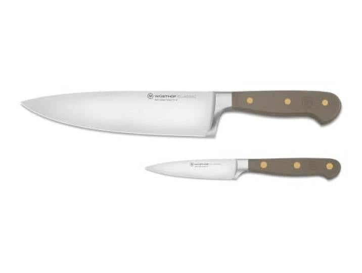 WÜSTHOF Classic Messerset mit Kochmesser und Gemüsemesser, Velvet Oyster (Grau)