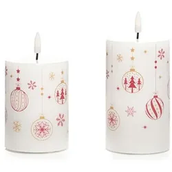 ELAMBIA 2 LED-Kerzen Fiberglas-Effekt Weihnachtskugeln Höhe 10cm & 12,5cm