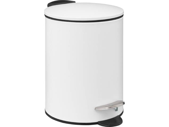 5Five Pedaalemmer - wit - metaal - 3L - 23 cm - soft close - voor badkamer en toilet