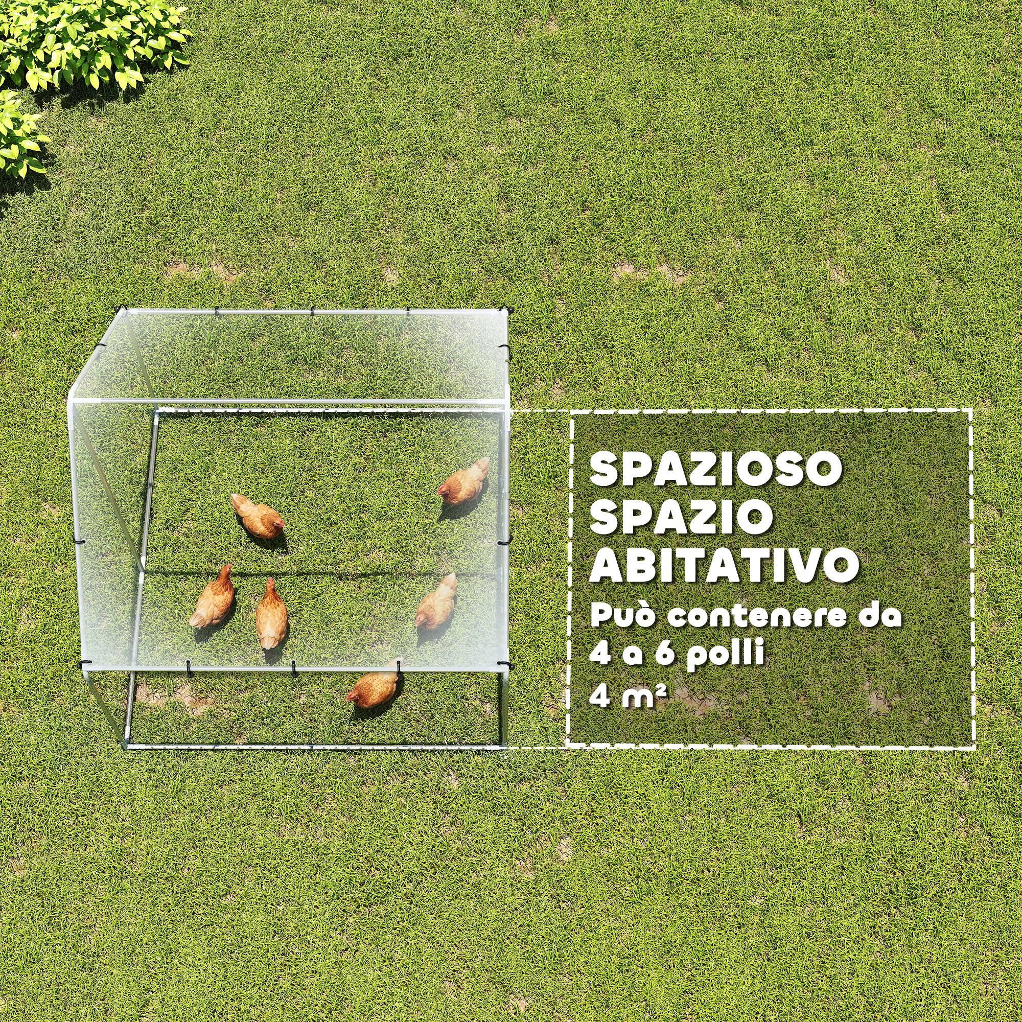 Altro Pollaio Per Galline Da Esterno Con Tetto E Serrature, In Acciaio Zincato, 2x2x2 M, Argento