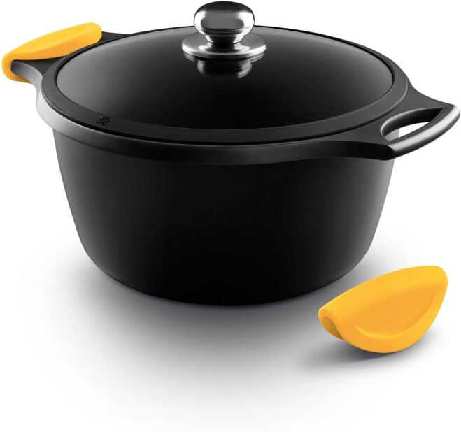 Castey Faitout 28 cm antiadhésif, fonte d alu, couvercle, anses,non induction Noir 31x32x12cm