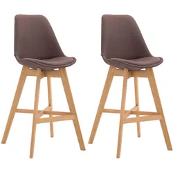 CLP 2er Set Barhocker Cannes Stoff-Bezug I Thekenhocker mit Eichenholz-Gestell