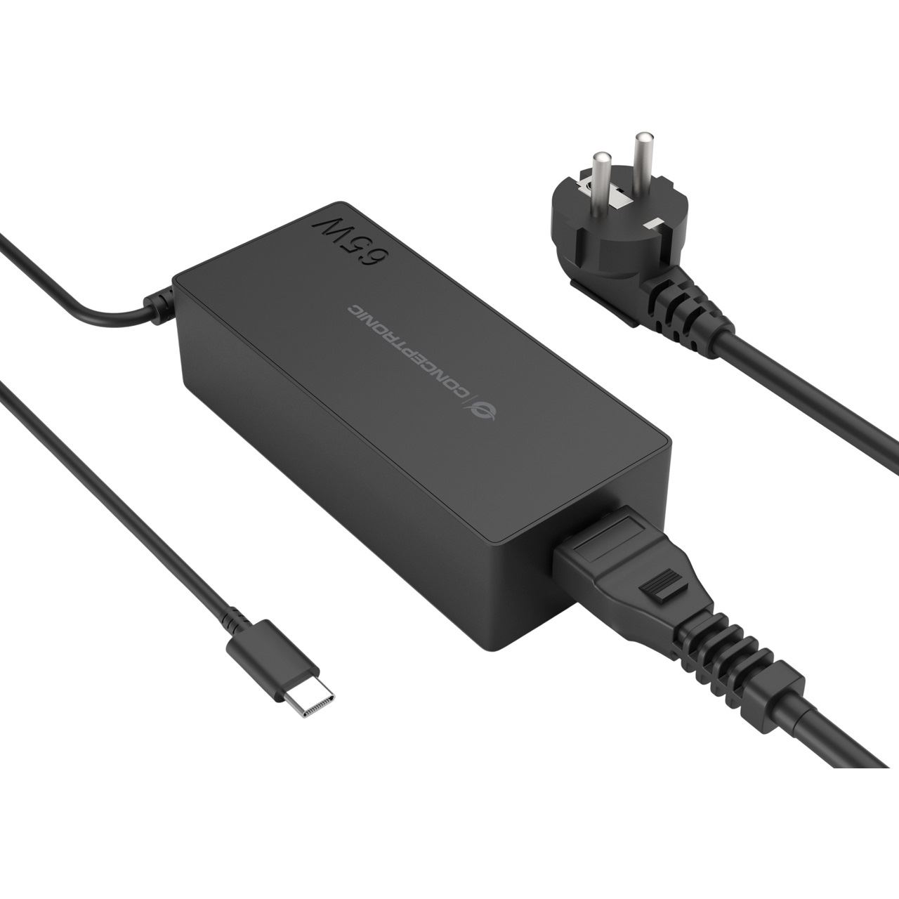 Conceptronic Ladegerät 1Port GaN USB-C 65WPD3.0/PPS sw