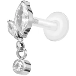 PTFE Labret mit Innengewinde + Titan-Aufsatz KNOSPE + KRISTALL
