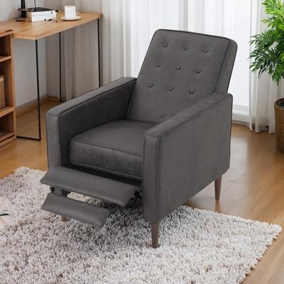 Reclining Chair with Thick Cushion, Tufted Upholstery and Wooden Legs for Living Room Bedroom