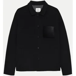 Overshirt Navid mit Brusttasche aus Leder Schwarz 48