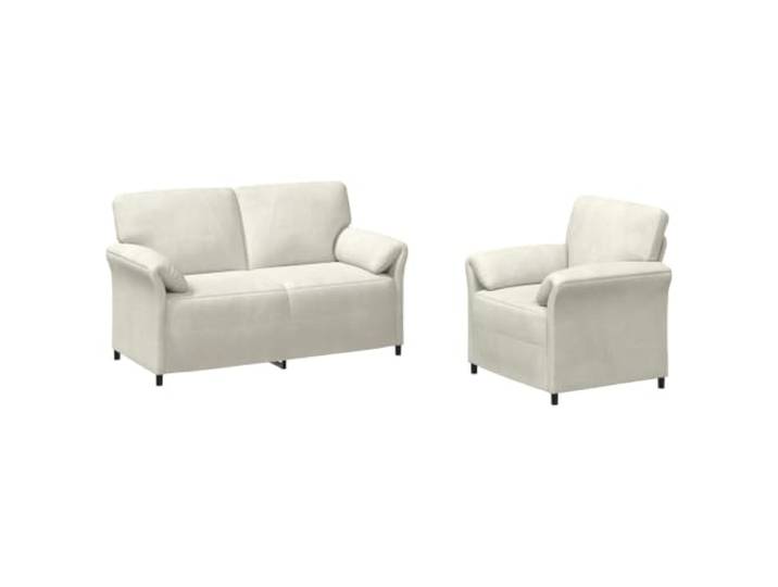 PUGYNBK Sofa-Set, 2-teilig, cremefarben, Samt, modern, Couch, Metallrahmen Weicher Samt, robuste Metallstruktur, ergonomische Rückenlehne, einfache Reinigung, schnelle Montage
