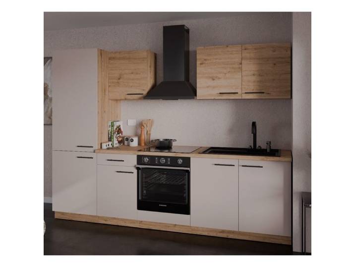 Cuisine complète moderne beige et bois 270cm NALA