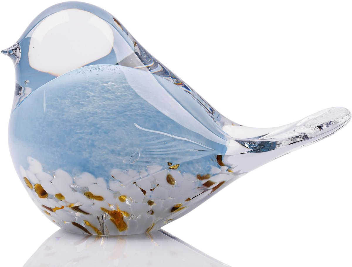 Handgeblazen glazen vogel decoratie - 17,2 x 11,1 cm