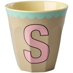 RICE Melamin Buchstabenbecher Vintage Medium, S Beige