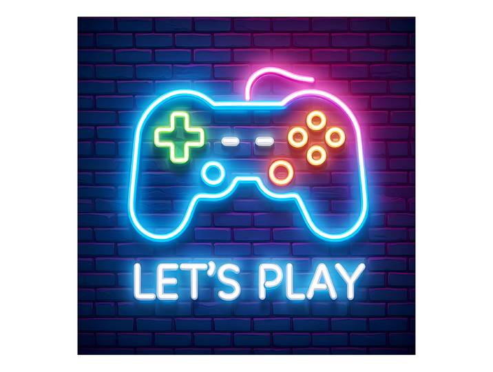 Tableau verre Neon Controller type B Matériau : Verre Motif : Texte Motif : Jeux & jouets, Dictons & citations Type de verre : Verre clair