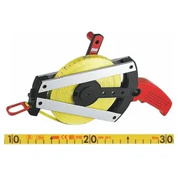 BMI, Längenmesswerkzeug, Rahmenbandmass ERGOLINE Länge 30 m Bandbreite 13 mm A cm EG II Aluminium gelb Glasfaser (30 m)