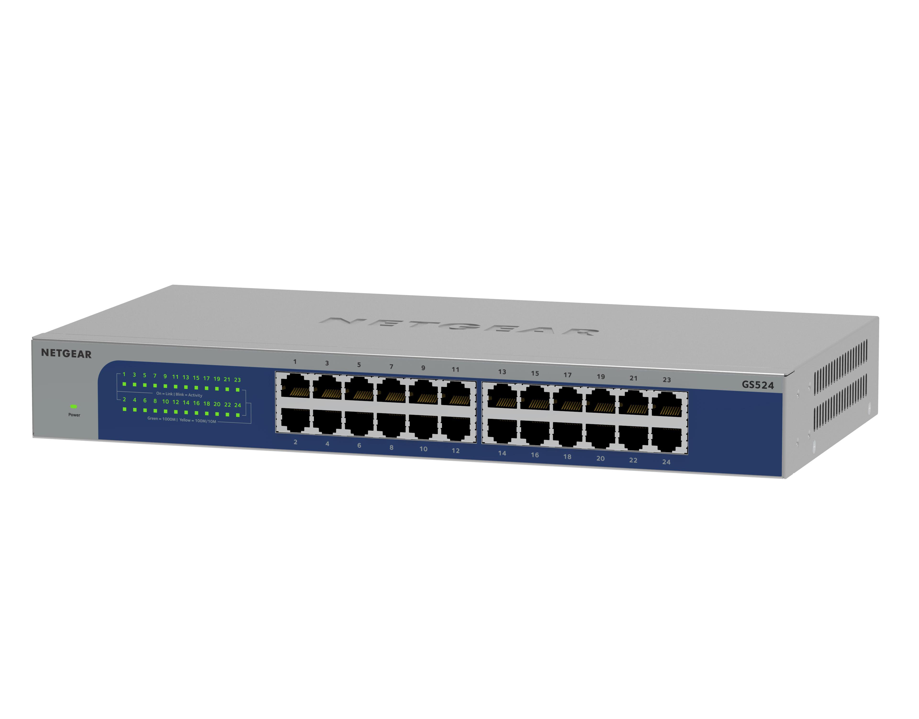 NETGEAR 24-Port Gigabit Ethernet Unmanaged Switch (GS524): Desktop-, Wand- oder Rack-Befestigung