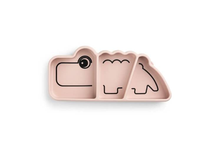 Done by deer Assiette pour enfants Croco Stick&Stay 9x21 cm Poudre