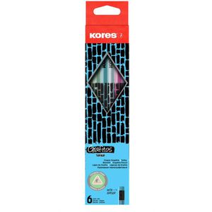 Kores Bleistift Grafitos Cracked Style, BB92813, Härte HB, mit Radiergummi, 6 Stück