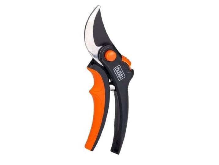 BLACK+DECKER Cisaille de Jardin - Ciseaux à Bois - Secateur de Jardin avec Lames en acier trempé - Branches d'un Diamètre de 13 mm - Taille 20\,3 cm - Acier - Noir/Orange