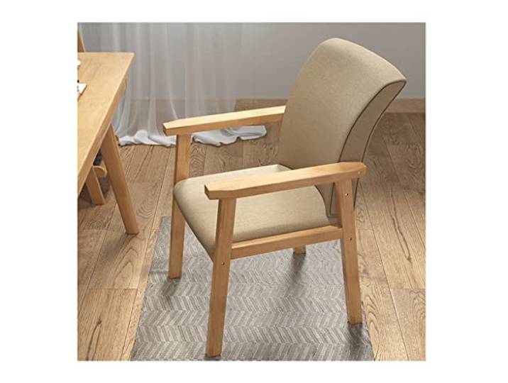 IXMLDAXD Der Stuhl, Mid-Century Modern Fabric Accent Chair with Linen Cushion - Stylish Boho Dining & Living Room with Arms(Beige)