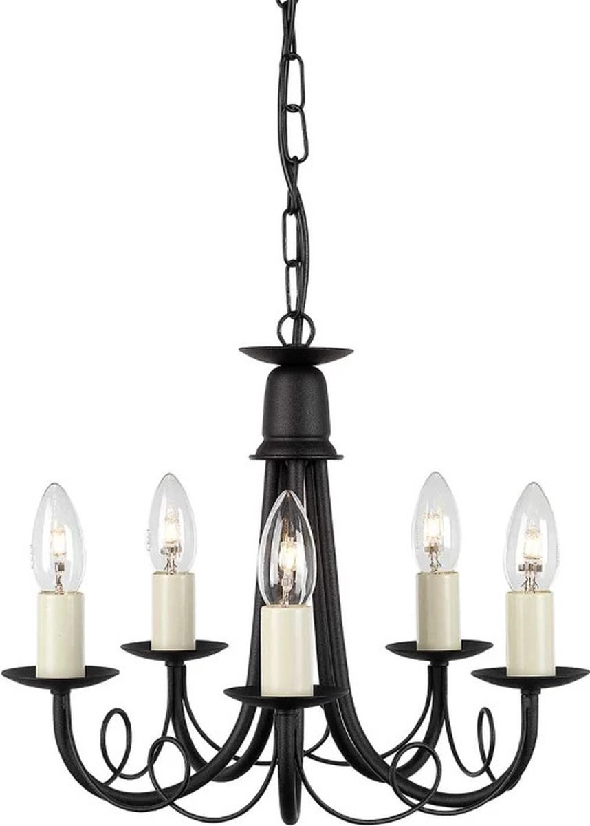 Steady Lighting Landelijke Kroonluchter Zwart Metaal E14