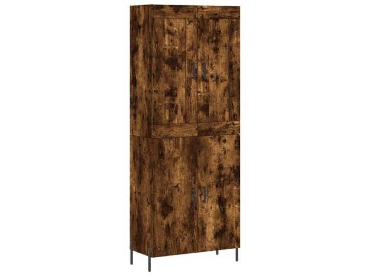 Roanoer Highboard Räuchereiche 69,5x34x180 cm Holzwerkstoff 2-Teilig Zweiteiliger Aufbewahrungsschrank mit Türen und stabilen Eisenbeinen für Wohnzimmer und Flur. Dekorativ und praktisch.