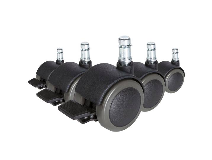 5x Roulettes Rolo Stop Pour Sols Durs Avec Frein De Stationnement 10 Mm / 50 Mm Hjh Office