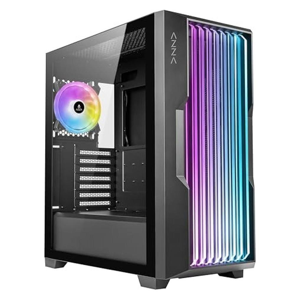 Azza Boitier Moyen Tour ATX Guardian RGB avec panneau vitré (Noir) (ATX, mATX, Mini-ITX) (CSAZ-520B)