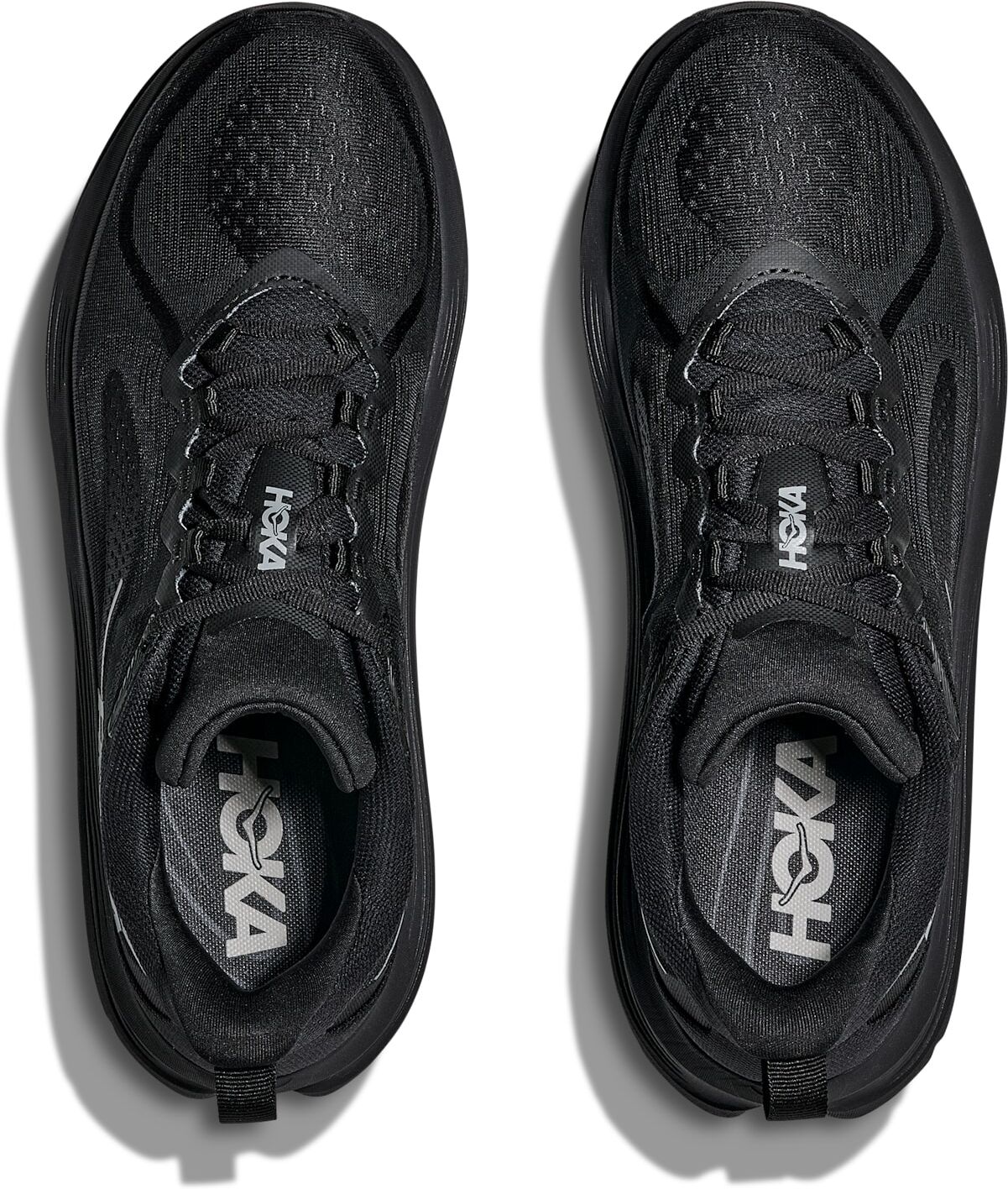 Walkingschuh HOKA ONE ONE "Kawana 3", Herren, Gr. 44, atmungsaktiv, schwarz (schwarz, schwarz), Synthetik, Textil, Schuhe Walkingschuh, Walkingschuh, atmungsaktives Obermaterial, runde Schuhspitze